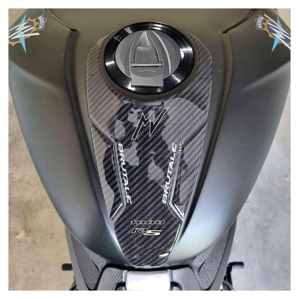 3D Aufkleber für Motorrad Tankpad Schutz und Dekoration aus Harz kompatibel mit Mv Agusta Brutale 1000RS Grau