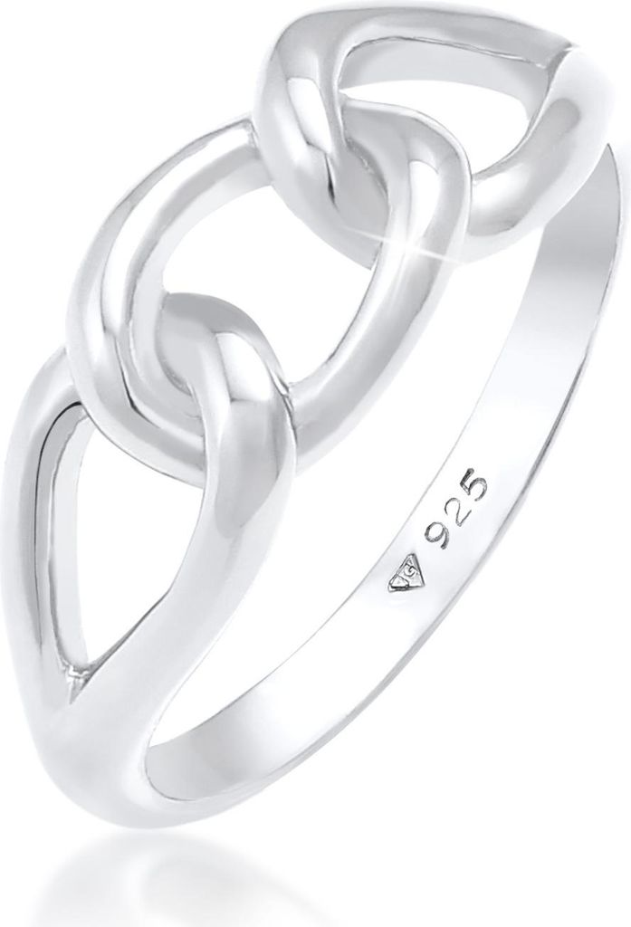 Ring für Damen mit Knotensymbol als Motiv und Ketten-Design, Farbe Silber