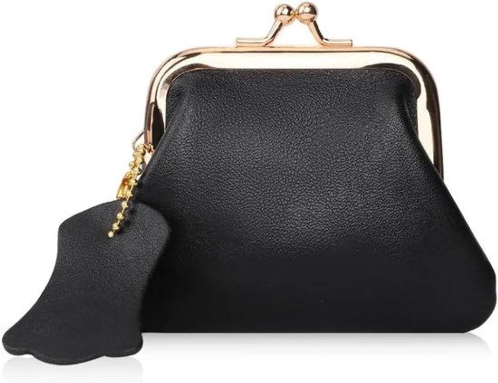 Portefeuille cuir noir avec porte-monnaie zippé et passe-câbles intégré