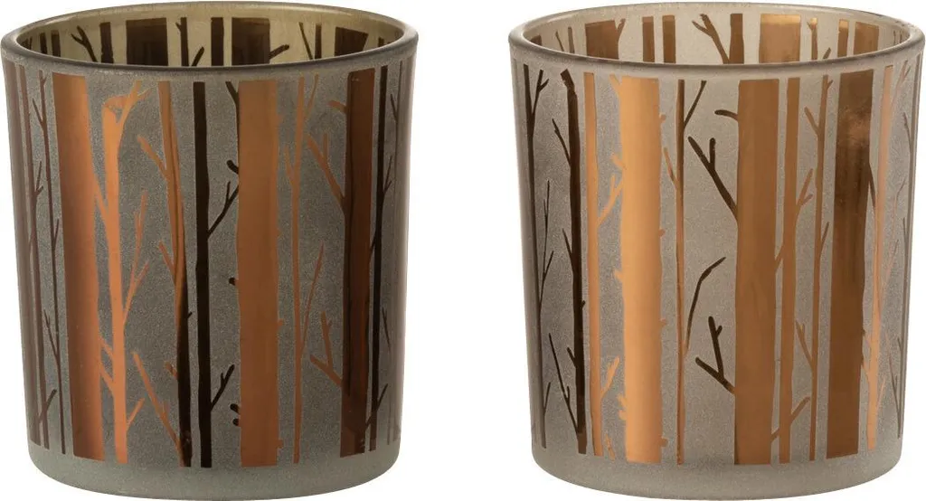 Porte-bougies J-Line Verre Marron Petit Modèle Ø 7 Cm Arbre à Thé