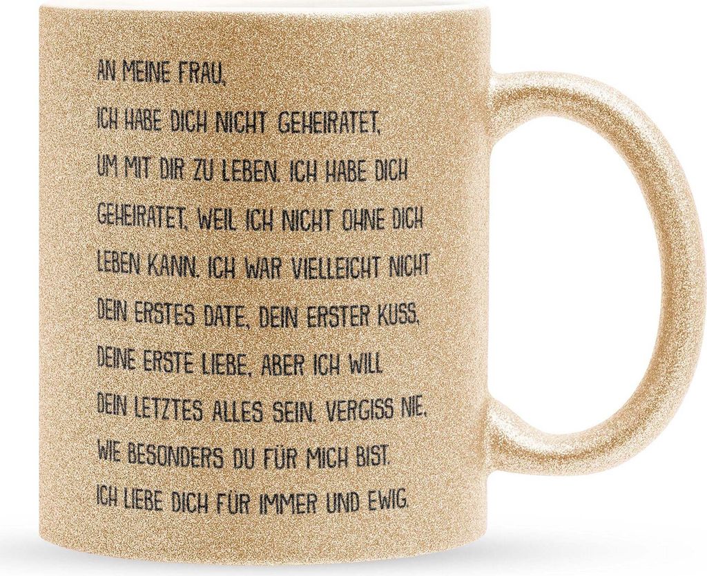 22Feels Glitzertasse Gold Ehefrau Geschenk Erster Hochzeitstag Kaffeetasse Frauen Hochzeitsjubiläum Valentinstag Weihnachten Ehepaar Geburtstag Ge...