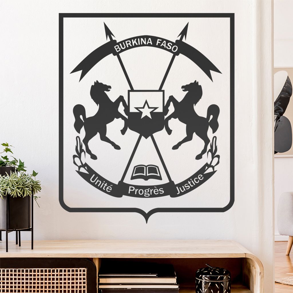 Burkina Faso Wappen Wandtattoo Wandaufkleber Wall Sticker - Dekoration, Küche, Wohnzimmer, Schlafzimmer, Badezimmer