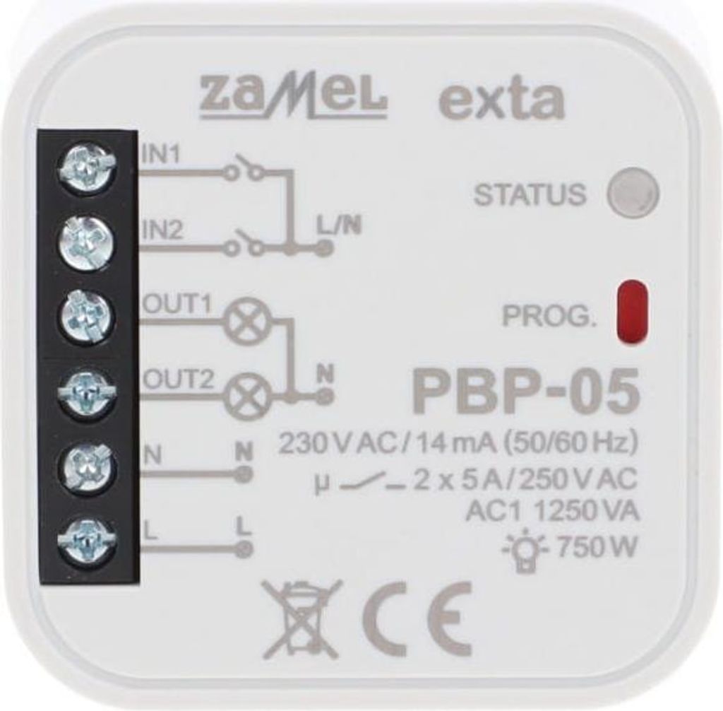 Bistabiles 2-Kanal Unterputzrelais 230V AC PBP-05 EXT10000254