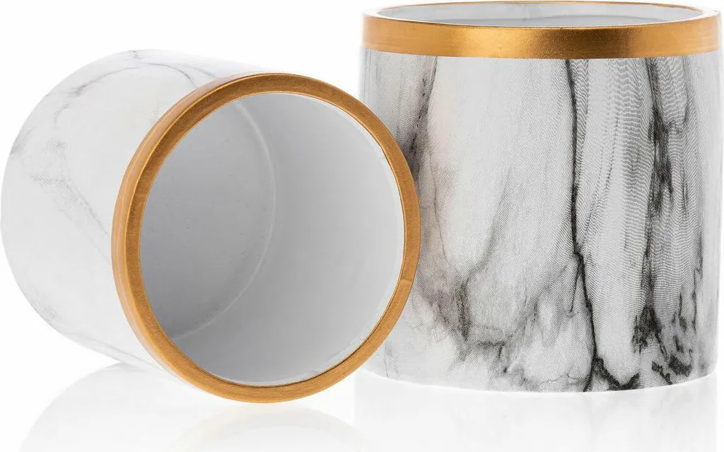 HowHomely Jardinières Sona Marbling Marbre Blanc 11 cm - Set de 2 Pots
