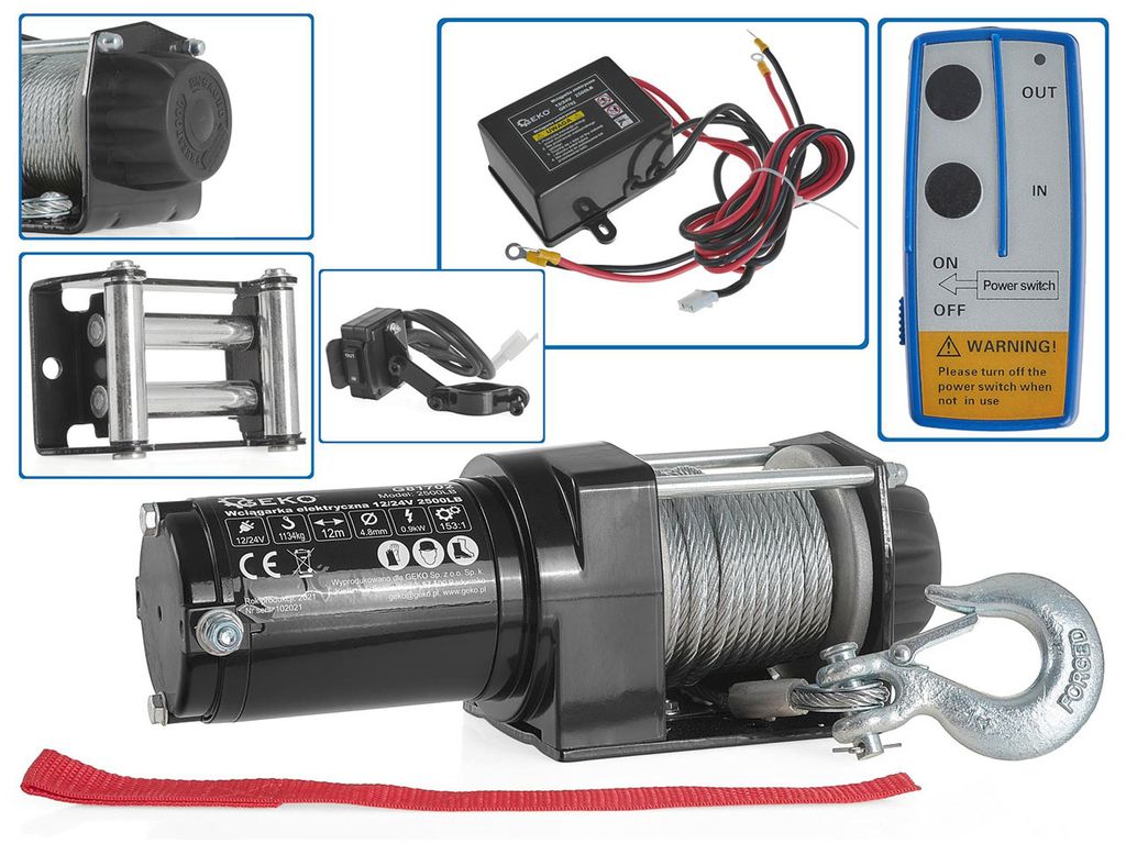 Elektrický naviják GEKO G81702, 12V 2500LB, kvalitní Obrázek produktu 
