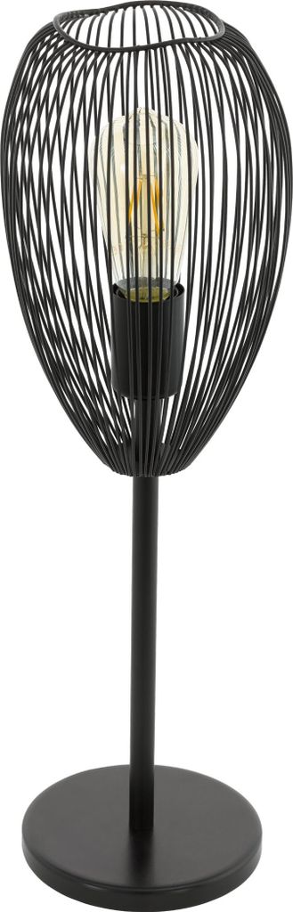EGLO Tischlampe Clevedon, 1 flammige moderne Tischleuchte, Nachttischleuchte aus Stahl, Farbe: Schwarz, Fassung: E27, inkl. Schalter