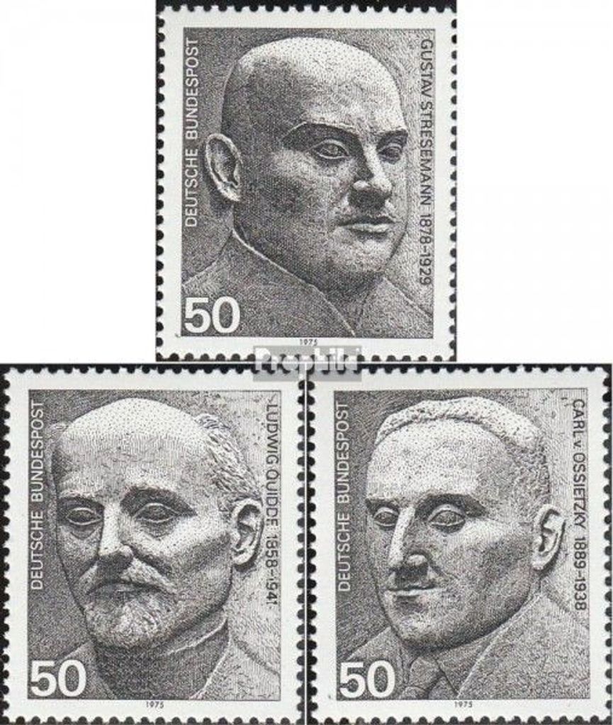 Briefmarken BRD (BR.Deutschland) 1975 Mi 871-873 (kompl.Ausg.) FDC Deutsche Friedensnobelpreisträger / Bl.11