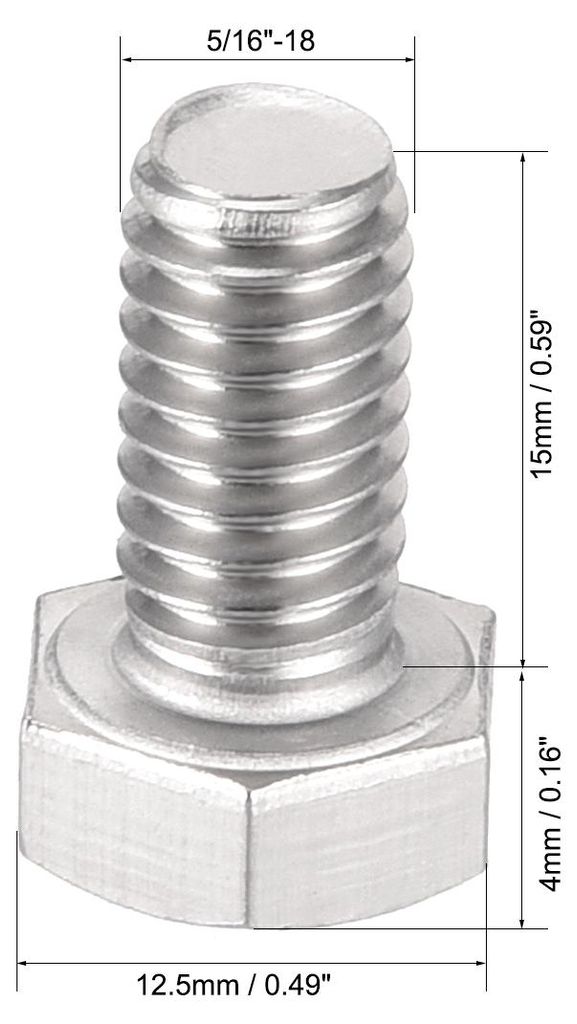 6Stk. Sechskantschrauben 304 Edelstahl Bolzen Maschinenschraube 5/16-18x5/8" DE de