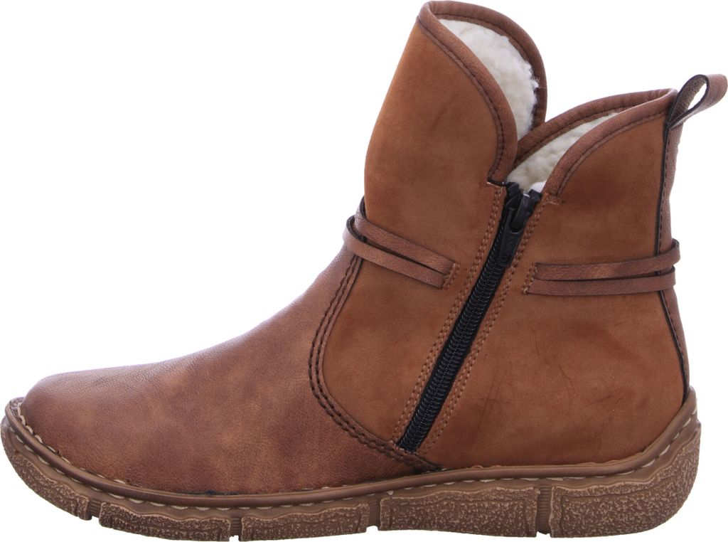 Rieker Damen Stiefeletten W1870 - Bequeme Biker Boots Aus Glattleder Mit Reißverschluss