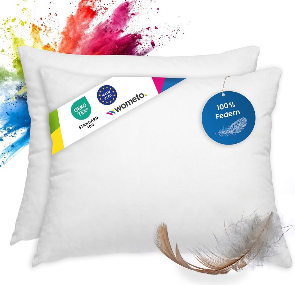 WOMETO 2 kusy / sada 2 péřových polštářů 100% peří 70x90 cm Obrázek produktu