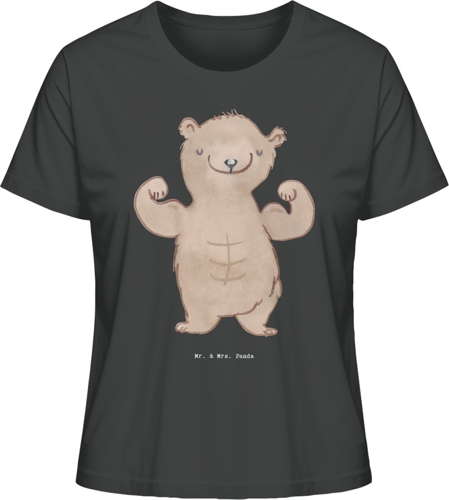 Mr. & Mrs. Panda Damen Basic T-Shirt Bär Bodybuilding Größe XL - Anthrazit - Geschenk, Oberteil, Baumwoll, Shirt Mit Print, Körpergestaltung, M...