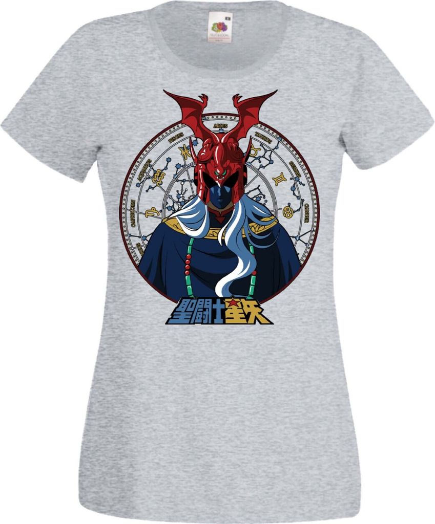 Damen T-Shirt Manga Anime Saint Anime Seiya Knights Of The Zodiac Pope Ares Pope Ares, Lady XL / Grau