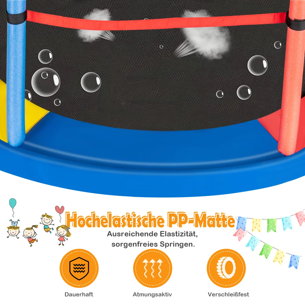 Trampoline Sécurisé Anti-Chute Ø165cm pour Enfant - Structure Stable 135KG