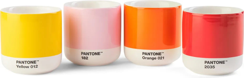 Pantone Set 4 Tazze Termiche Porcellana Cortado - Confezione Regalo Luxury