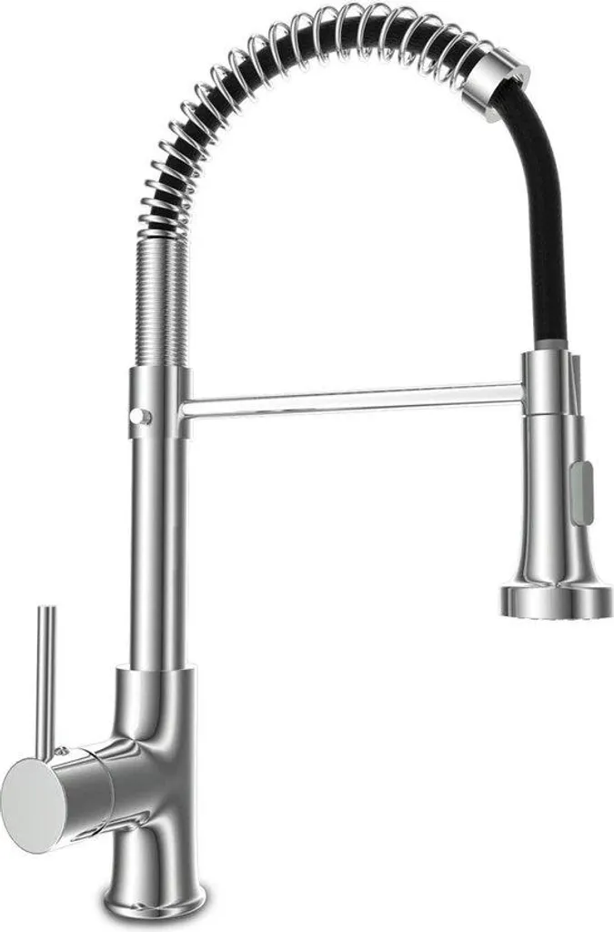 Mitigeur de cuisine ergonomique à bec extractible pour évier large