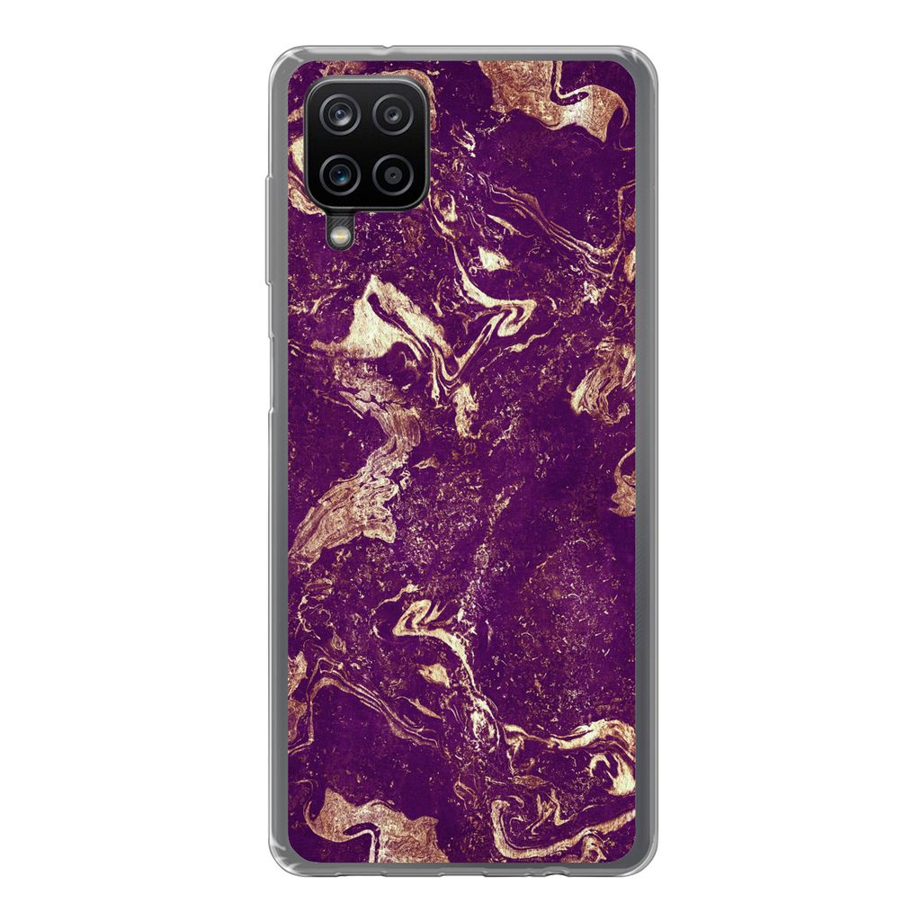 MuchoWow Handyhülle Schutzhülle Hülle für Samsung Galaxy A12 Naturstein - Kalkstein - Gold Silikon Softcase Handy Hülle - Bild