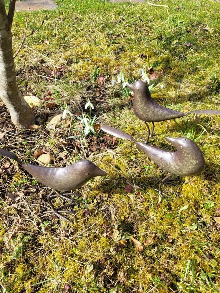 3er Set Vögel, dunkelbraun lackiert
