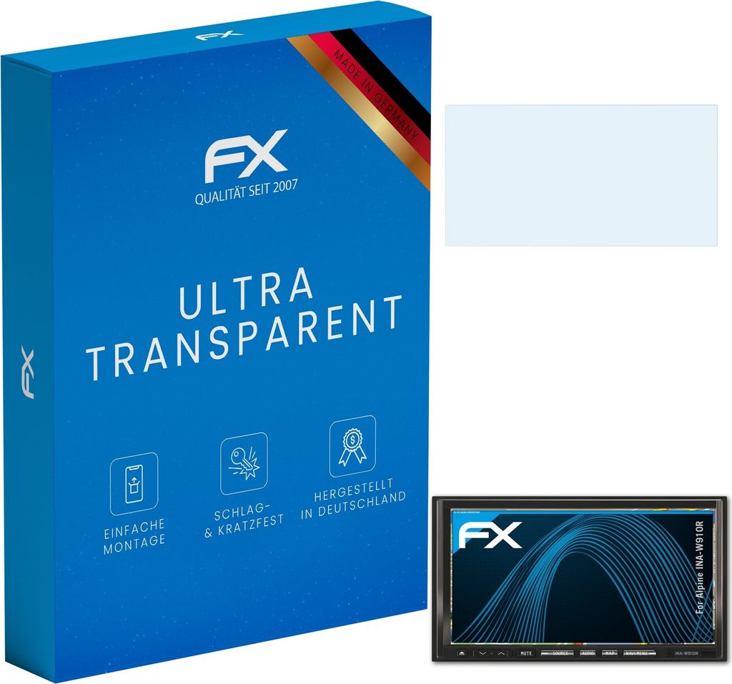 atFoliX FX-Clear 3x Schutzfolie kompatibel mit Alpine INA-W910R Displayschutzfolie