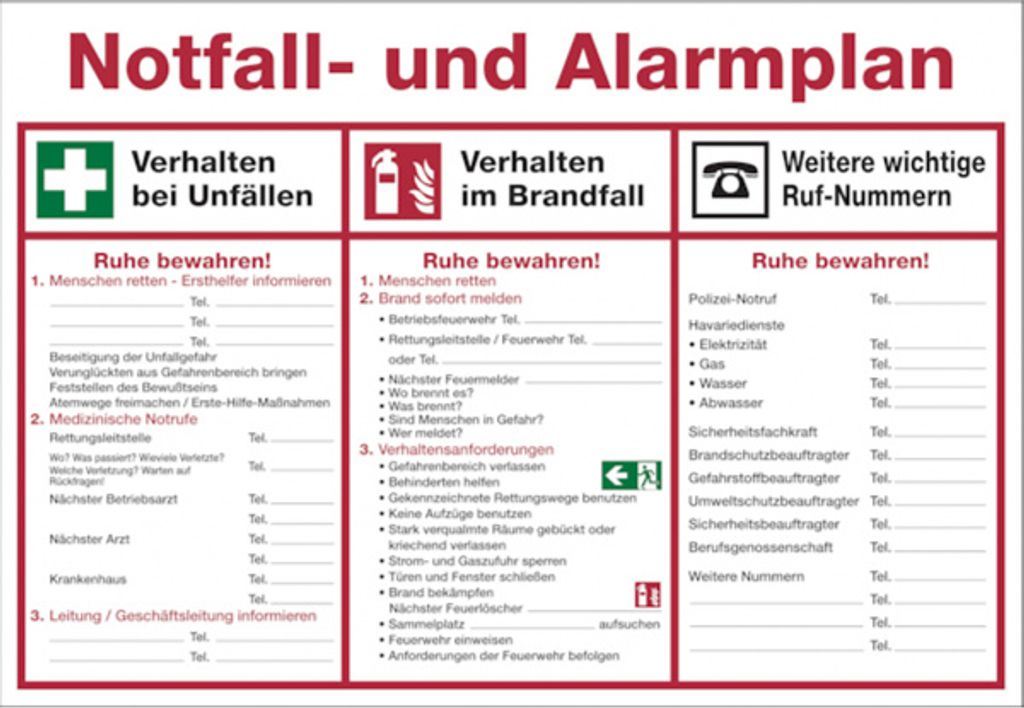 Dreifke Aushang, Notfall- und Alarmplan | PVC | 595x410 mm, 1 Stk