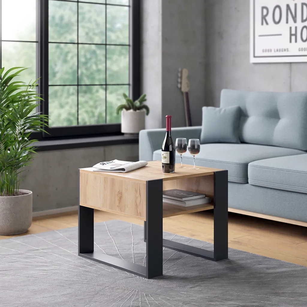 Petite table basse anthracite Vicco 59.2x50.6cm, finition mate durable - 4