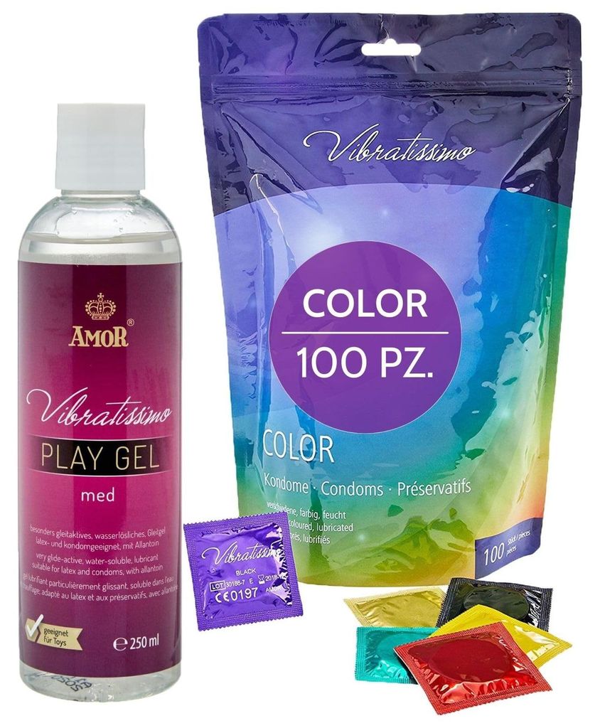 VIBRATISSIMO Preservativi Colorati 100 pz & gel Immagine del prodotto 