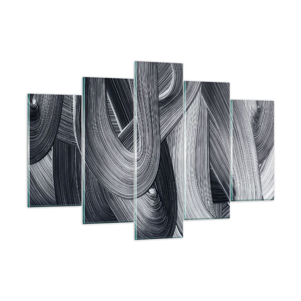 Bilder auf glas - 5 Teile - Farbe Pinsel Schwarz - 150x100cm - Glasbilder - Wandbilder - Bilder - zum Aufhängen bereit - Wanddekoration aus Glas -...