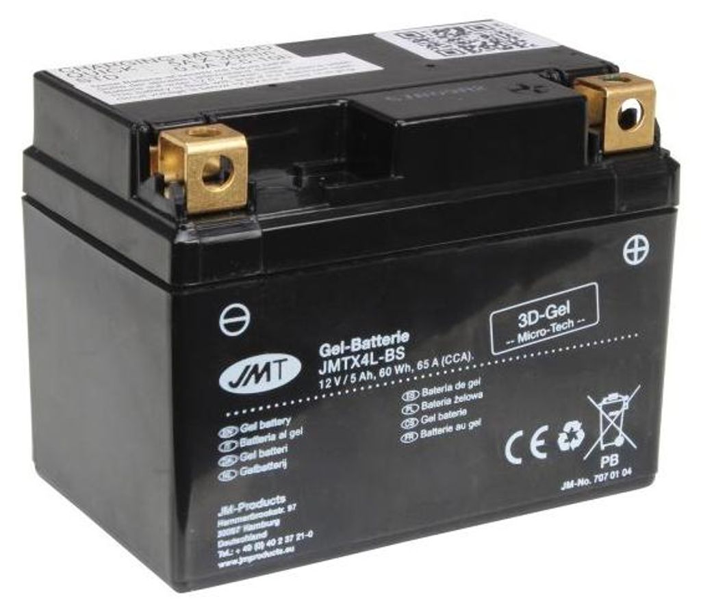 JMT Gel Batterie YTX4L-BS 12 V 5 Ah 65 A 113 x 71 x 85 mm