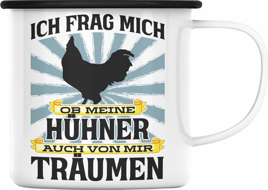 Trendation - Landwirt Spruch Geschenk Emaille Tasse Landwirtschaft Geschenke für Männer Traktor Spruch Emaille Emaille Tasse Hühner-Flüsterer B...