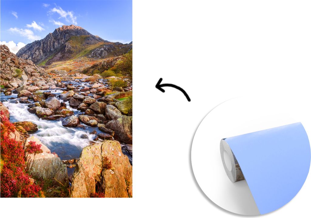 MuchoWow Fototapete für Wohnzimmer oder Schlafzimmer Wandtapete Vinyl Motivtapete Berglandschaft des Snowdonia National Park - 190x280 cm - Küche