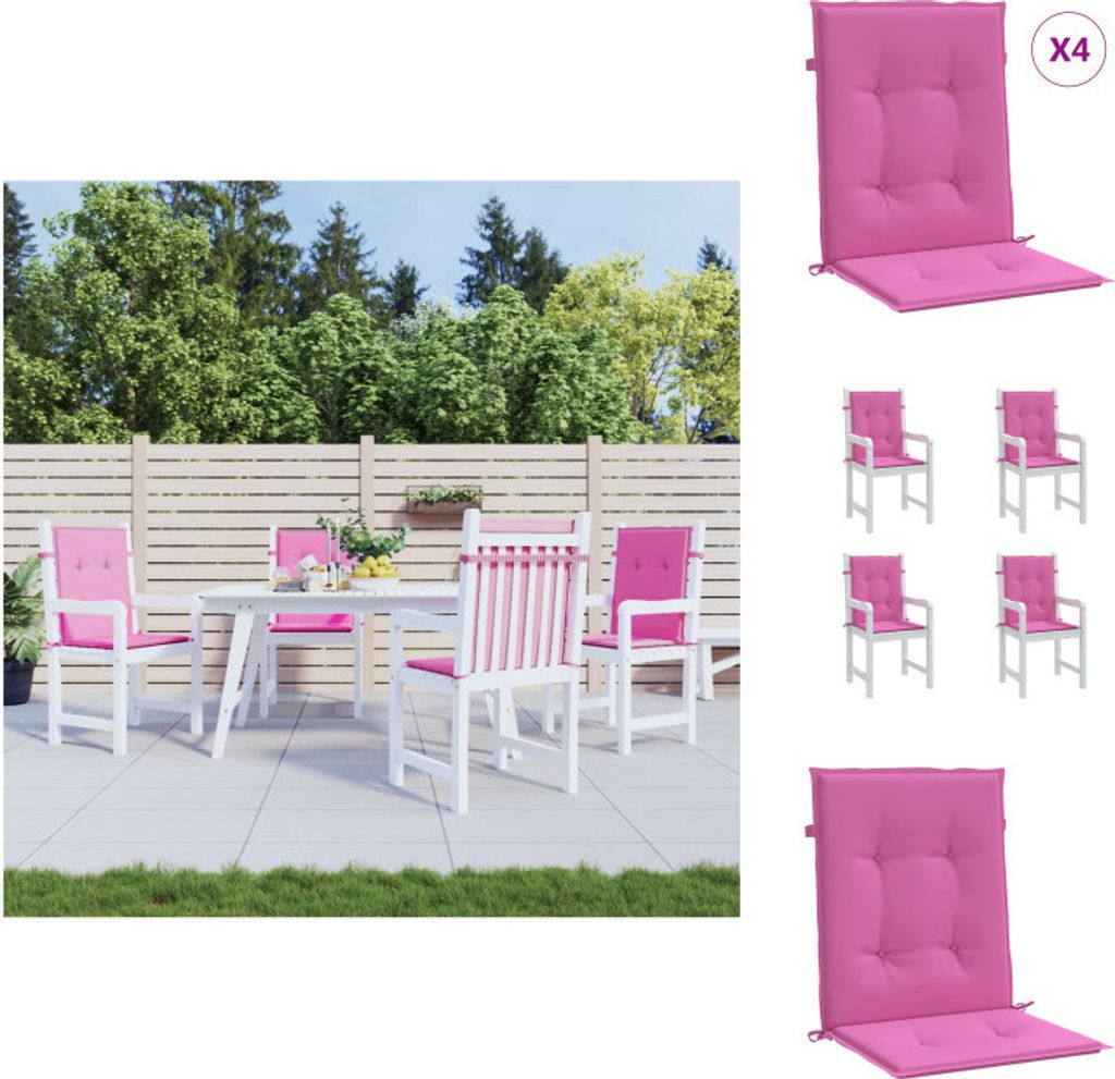 vidaXL Niedriglehner-Auflagen 4 Stk. Rosa Stoff - Sitzpolster