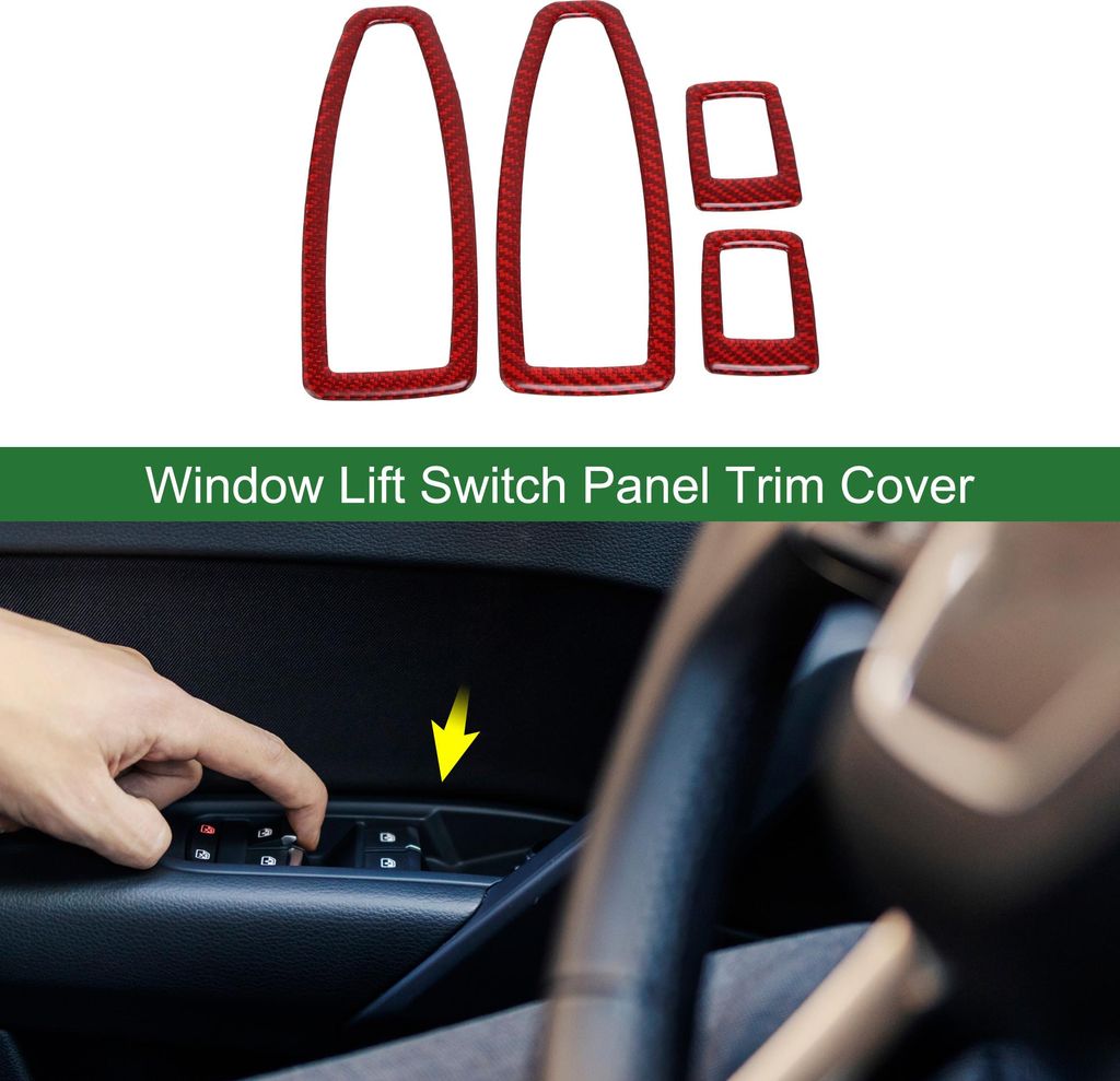Fensterheber-Schalterpanel-Abdeckung für BMW X1 U11 2023-2024 Vorder- und Hintertür Fenstersteuerungstaste Aufkleber Carbonfaser Rot