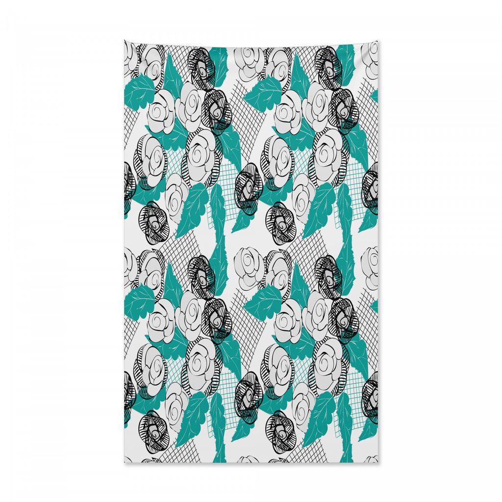 Abakuhaus Blumen Wandteppich und Tagesdecke, Moderne Rosen Sketch Art aus Weiches Mikrofaser Stoff Kein Verblassen Klare Farben Waschbar, 140 x 230...