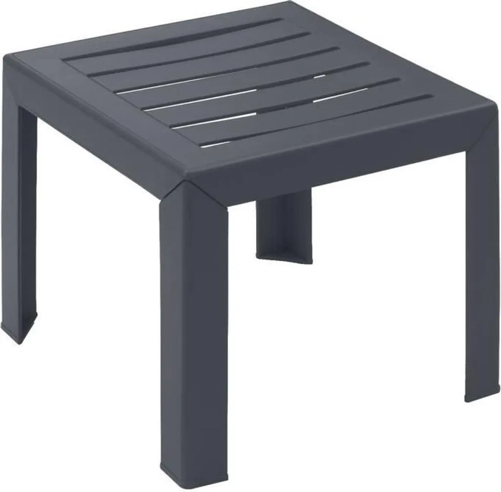 Table basse Miami anthracite 40x40 cm en résine pour jardin et balcon
