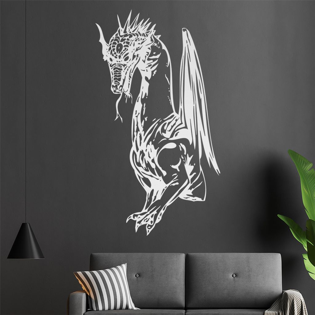 Drachen Wandtattoo in 6 Größen - Wandaufkleber Wall Sticker - Dekoration, Küche, Wohnzimmer, Schlafzimmer, Badezimmer