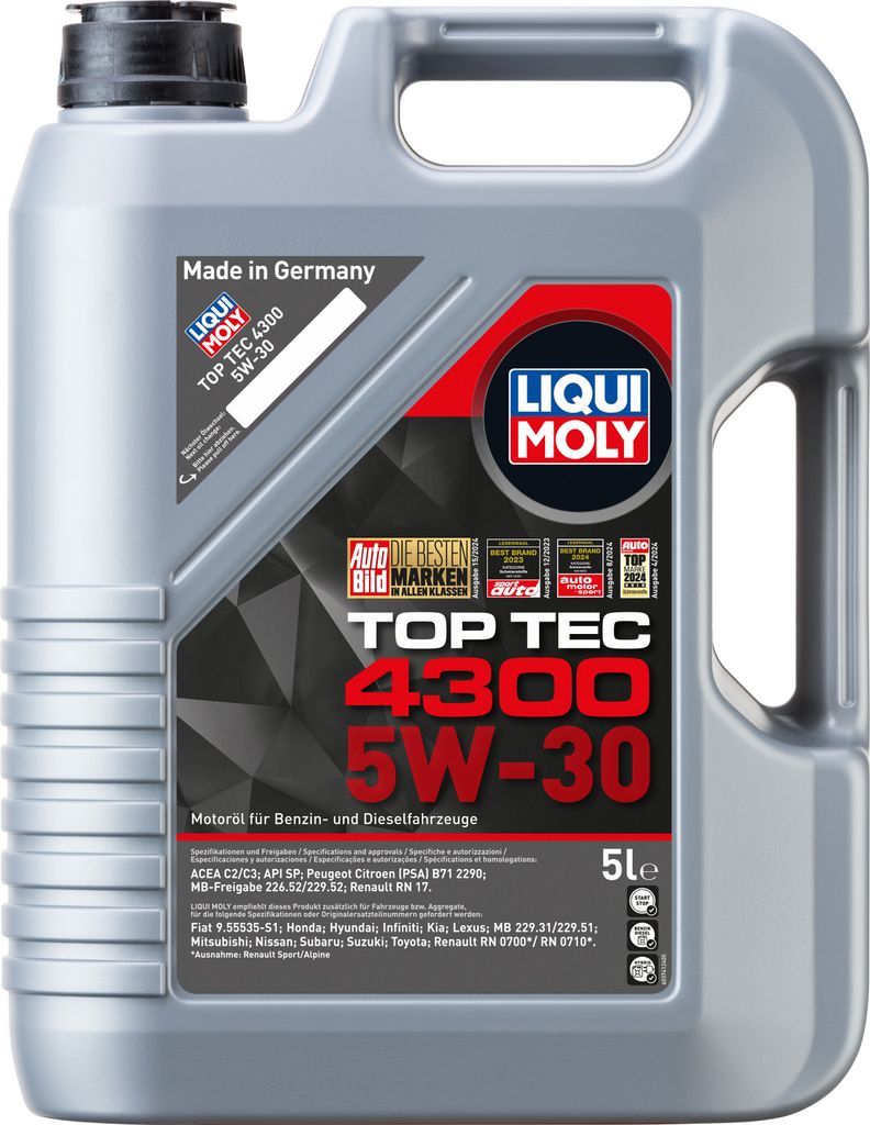 A plastic container of motor oil.
