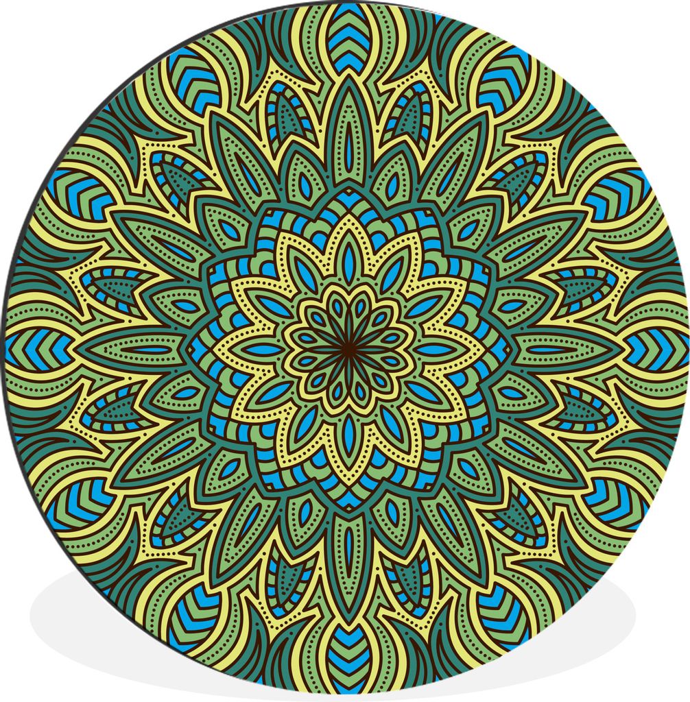 MuchoWow Aluminium Wandkreis Mandala mit floralen Details Ø 30 cm Wanddeko Modern Wohnzimmer - Wand Bild - Wohnzimmer - Runde Bilder - Alubilder...