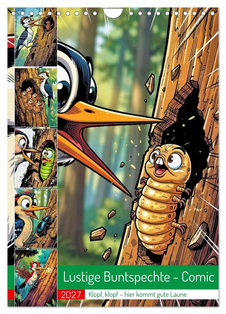 Lustige Buntspechte - Comic (Wandkalender 2027 DIN A4 hoch), CALVENDO Monatskalender