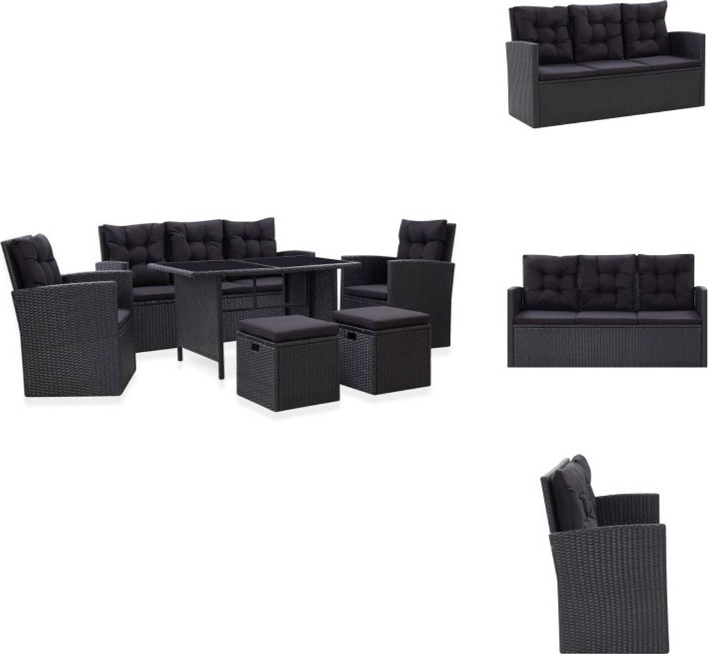 vidaXL 6-tlg. Garten-Lounge-Set mit Kissen Poly Rattan Produktbild 