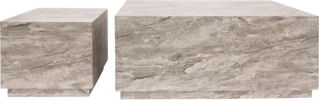 Dice table basse jeu de 2 pcs en marbre gris véritable au design chic - 17