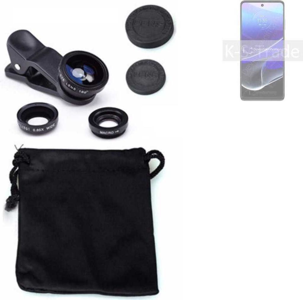 K-S-Trade Smartphone Kamera Linsen Set Kompatibel mit Motorola Moto G Stylus 5G (2022) 3in1 Clip-On Kamera Adapter Macro Weitwinkel FishEye Fischauge