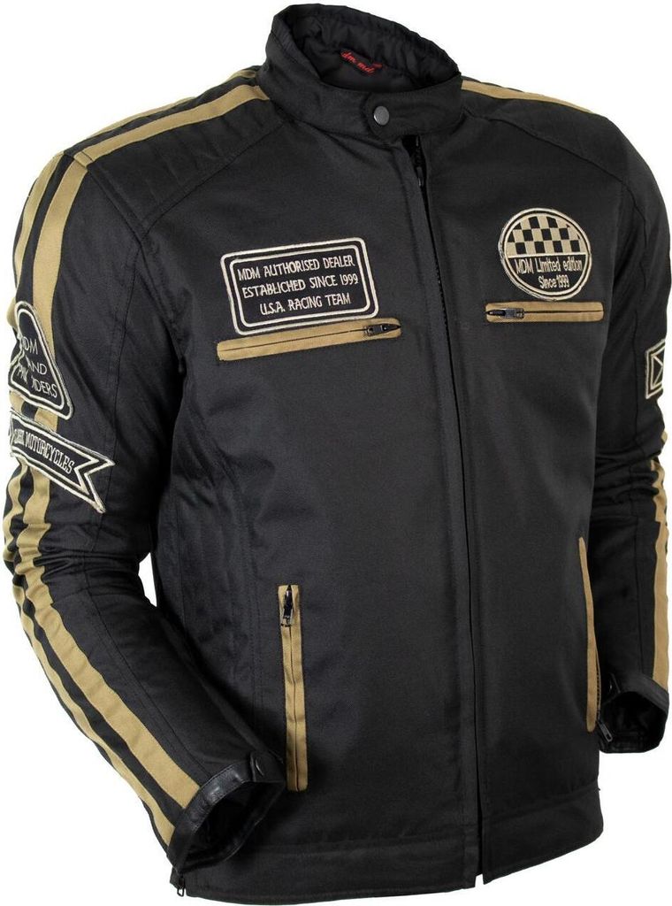 Streifen Motorrad Textiljacke Mit Protektoren Winddicht Bikerjacke Motorradjacke(2XL,Schwarz / Braun)