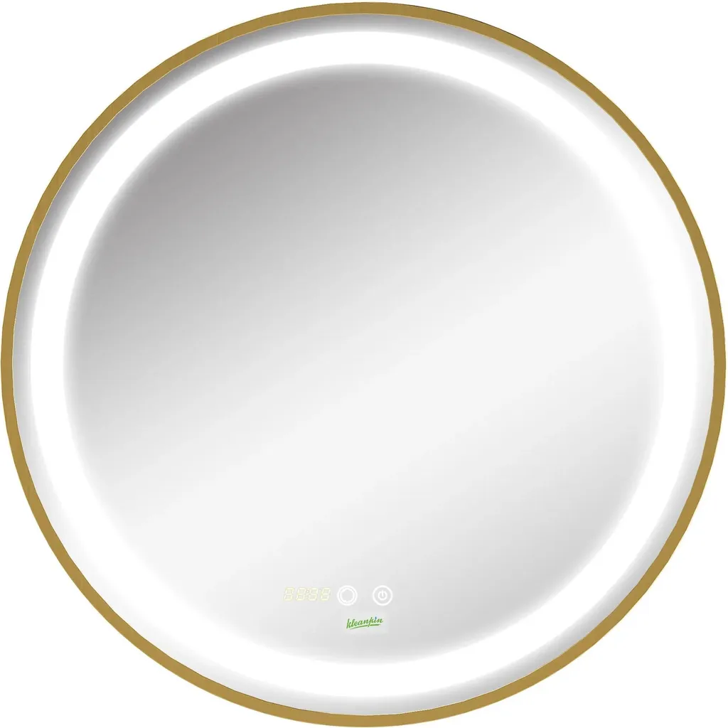 Miroir salle de bain LED anti-buée tactile doré : éclairage parfait garanti