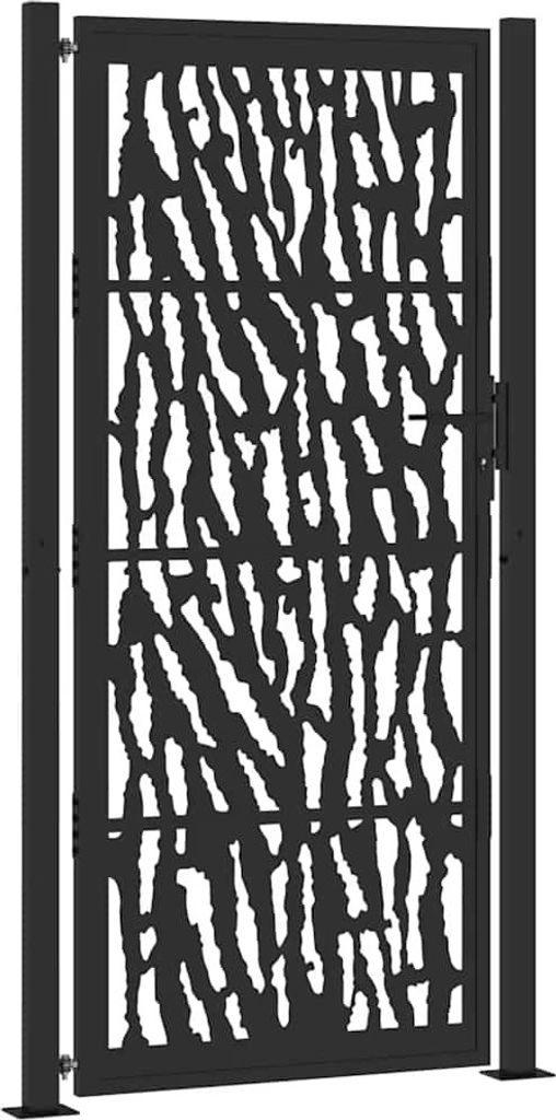 Gartentor Schwarz 100x200 cm Stahl Trace Design
