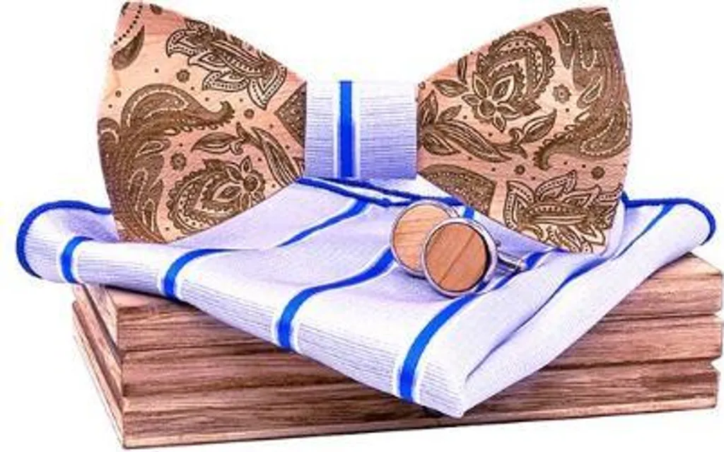 Boutons de manchette artisanaux en bois Florencia motif mouche fine