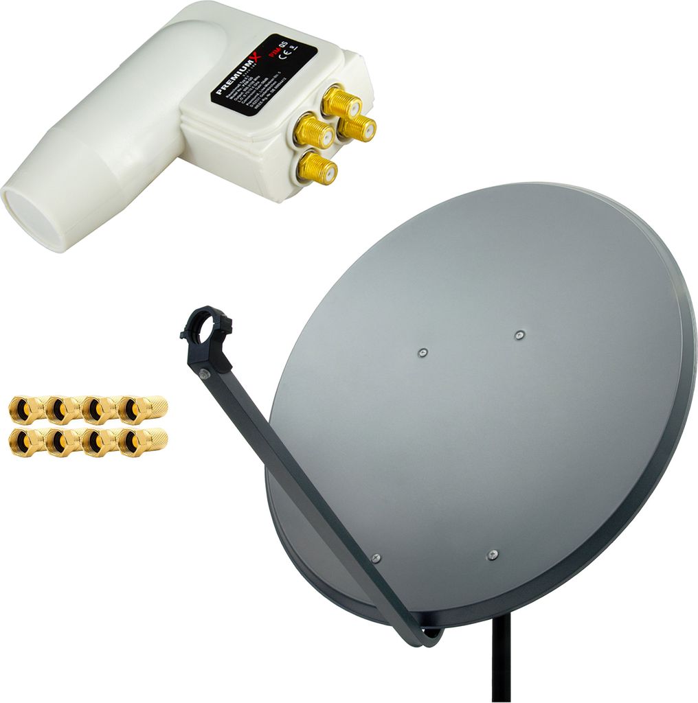 PremiumX SAT Anlage 100cm Satellitenschüssel Aluminium Quad LNB F-Stecker
