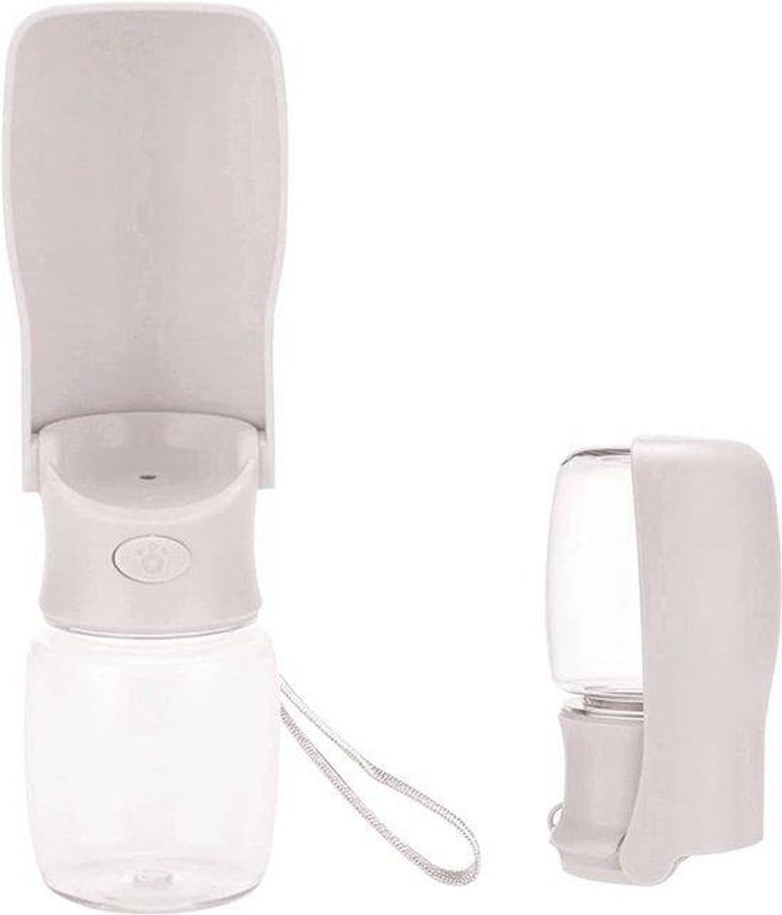 Leckfreie, opklappbare Wasserflasche für Hunde, 350 ml, für Reisen und Spaziergänge (weiß)