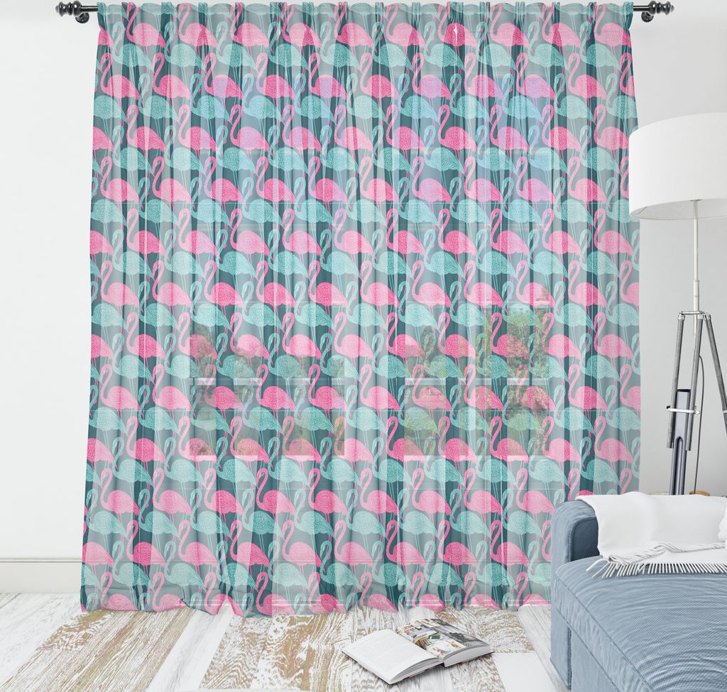 ABAKUHAUS Flamingo Wandteppich, Hübsche Tierdruck mit Repetitive Bicolor Design Exotische Vögel, Wohnzimmer Schlafzimmer seidiges Satin Wandtuch...