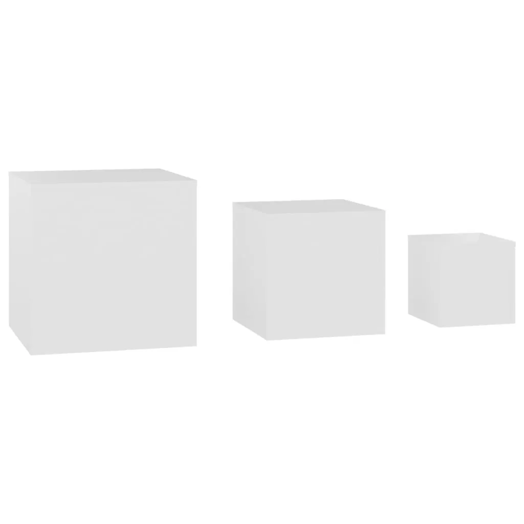 Lot de 3 Tables basses gigognes Blanches - Tables d'appoint en Bois vidaXL - 12