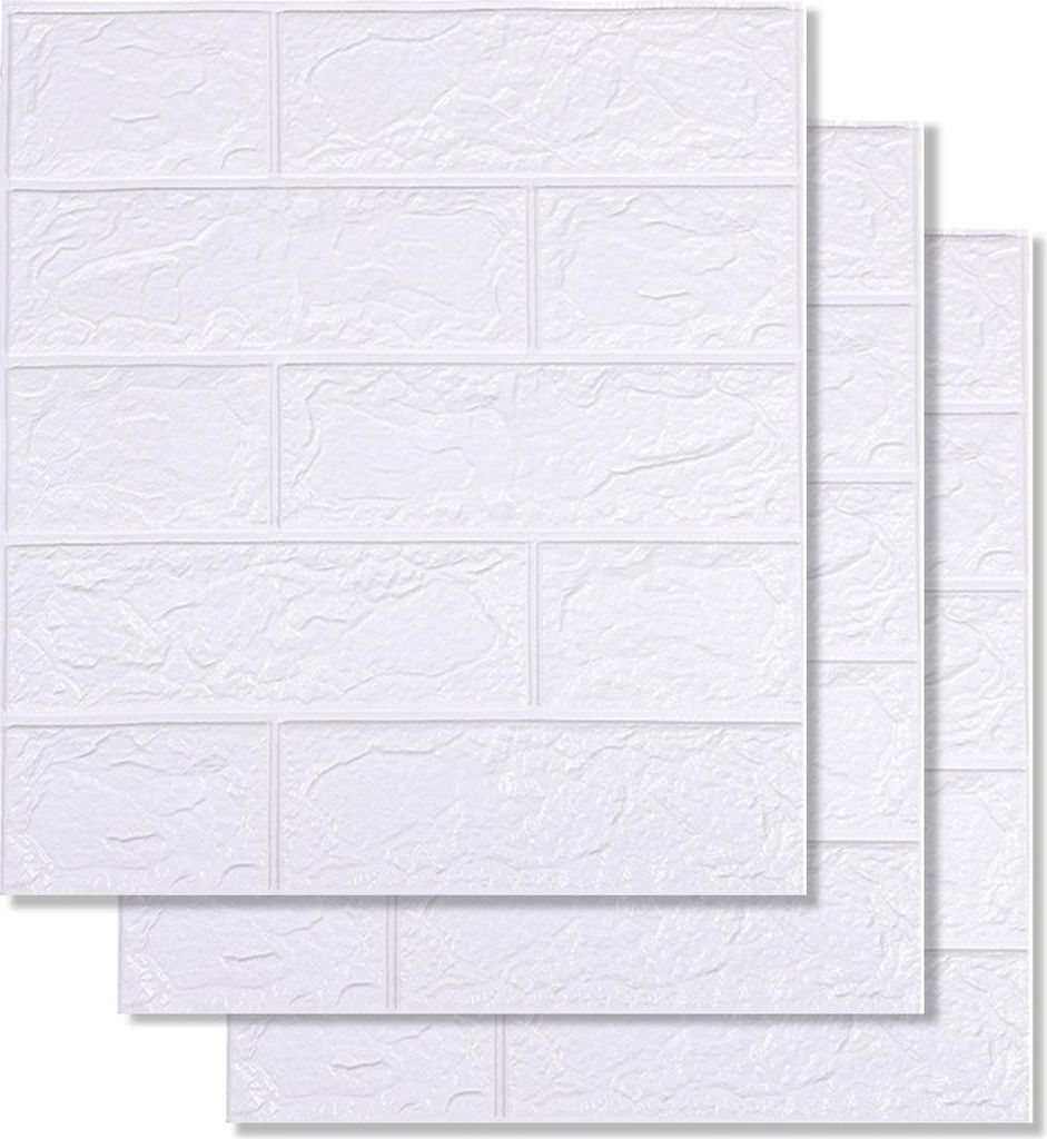10er Set 3D Wandaufkleber, selbstklebende Wandpaneele 35x38,5x0,5cm, wasserdicht, Ziegelsteinmuster, dekorative PVC-Tapete für Wohnzimmer, Küche,...