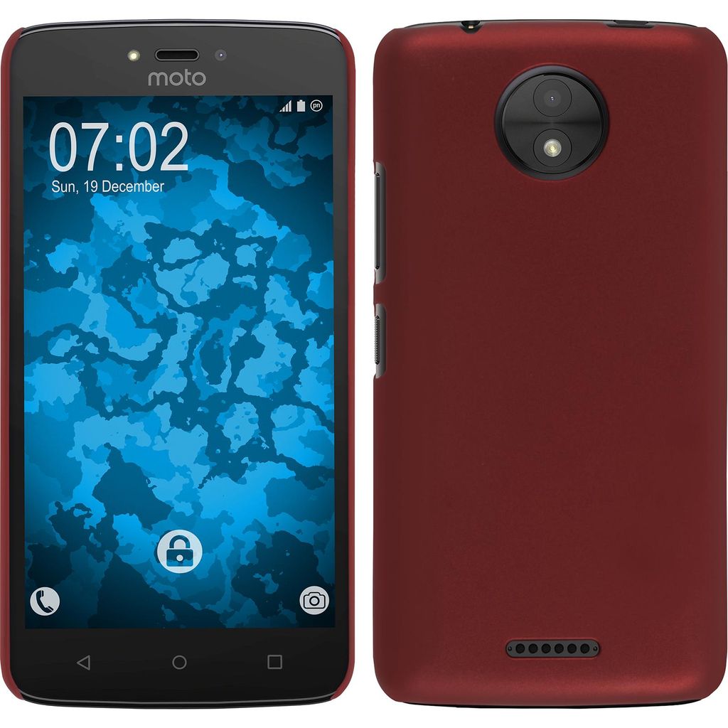 PhoneNatic Case kompatibel mit Lenovo Moto C - Hülle rot gummiert Hard-case + 2 Schutzfolien